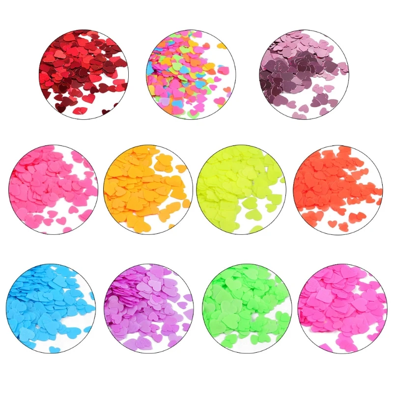 

11 Colors Heart Shape Holographic Chunky Glitter Epoxy Resin Festival Chunky Laser- Flakes Mixed Sequins Kit 2g Per X4YA