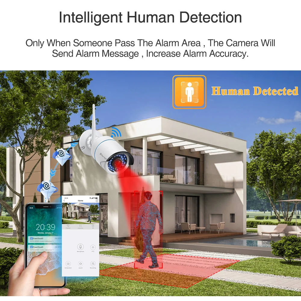 Pаспродажа Techage H.265 8CH HD 3MP CCTV Система видеонаблюдения Беспроводной сетевой видеорегистратор Набор Wi-Fi IP-камера безопасности Открытый Аудиозапись Камер...