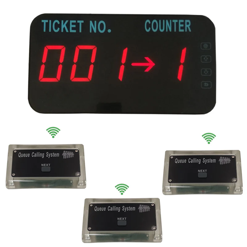 1display 3 black B Система управления очередью Возьмите номер билета система ожидания поставляется с английским голосовым уведомлением(3 кнопки+ 1 дисплей - Цвет: 1display 3 black B