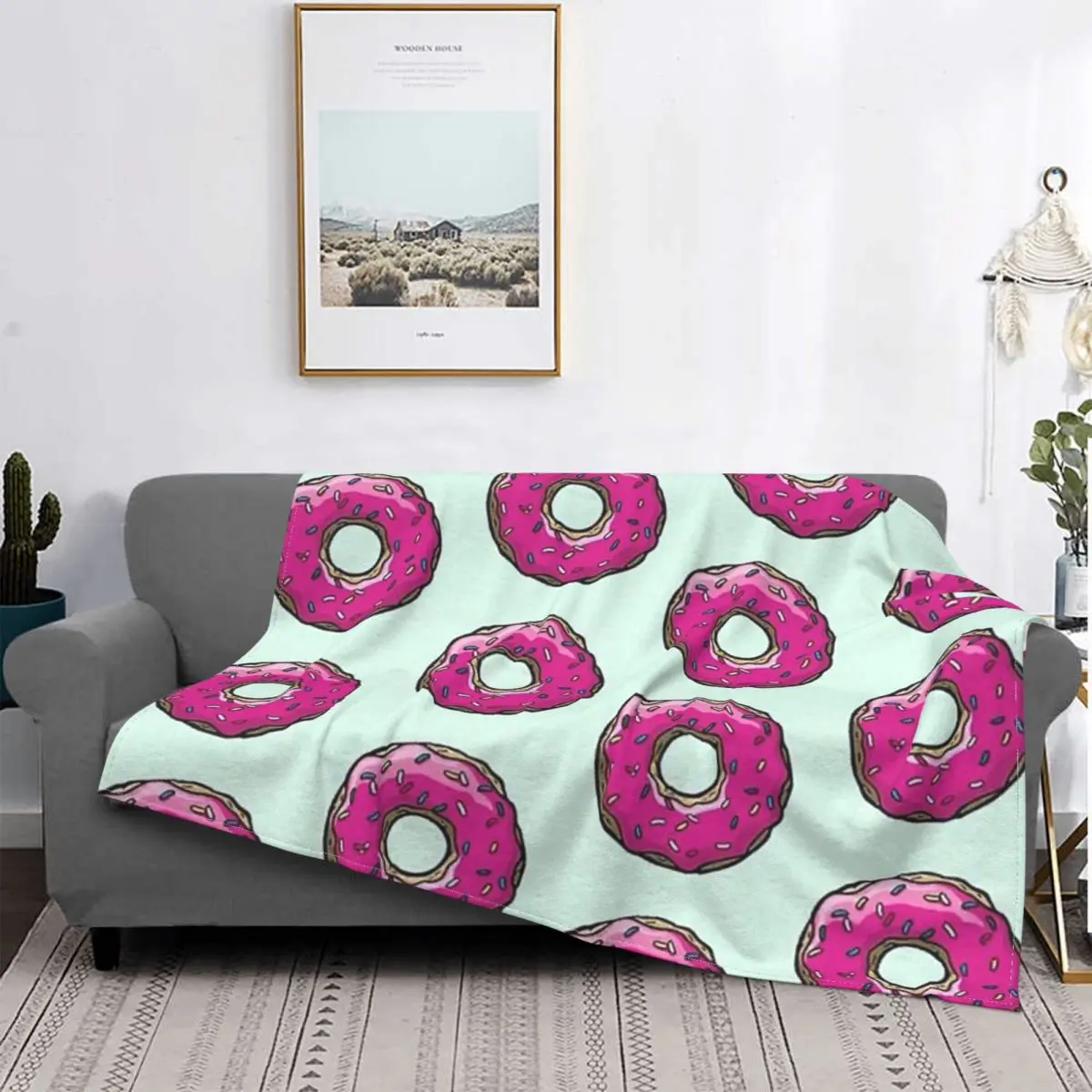 

Manta clásica de los Simpsons y Donuts, colcha a cuadros para cama, sofá, manta de muselina de 90, toalla de playa de lujo