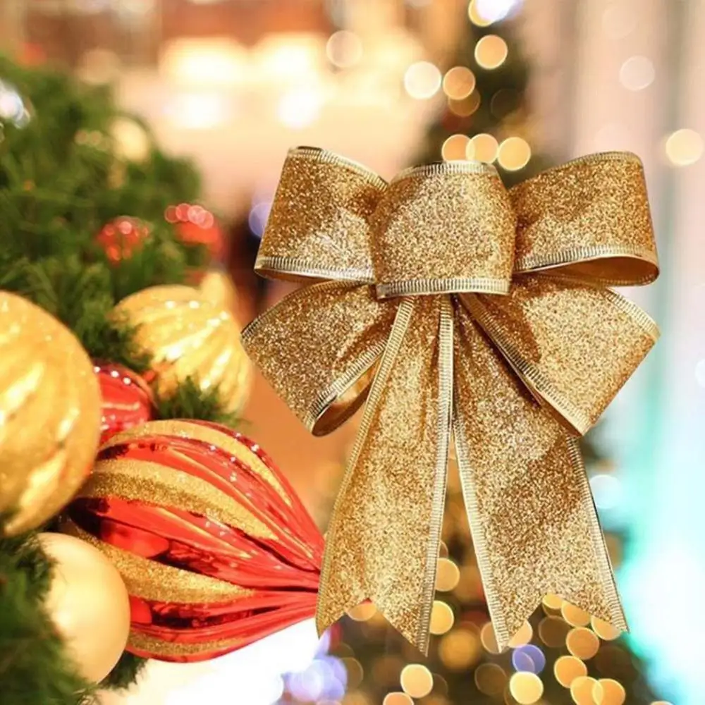 Серебристая/Золотистая/красная однотонная ткань с большим бантом для украшения