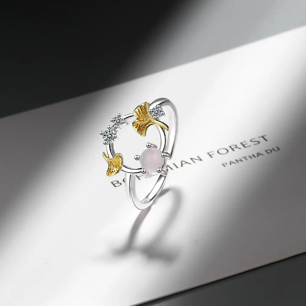 Новейшие обручальные или свадебные кольца с листьями и цветами розовый морганит