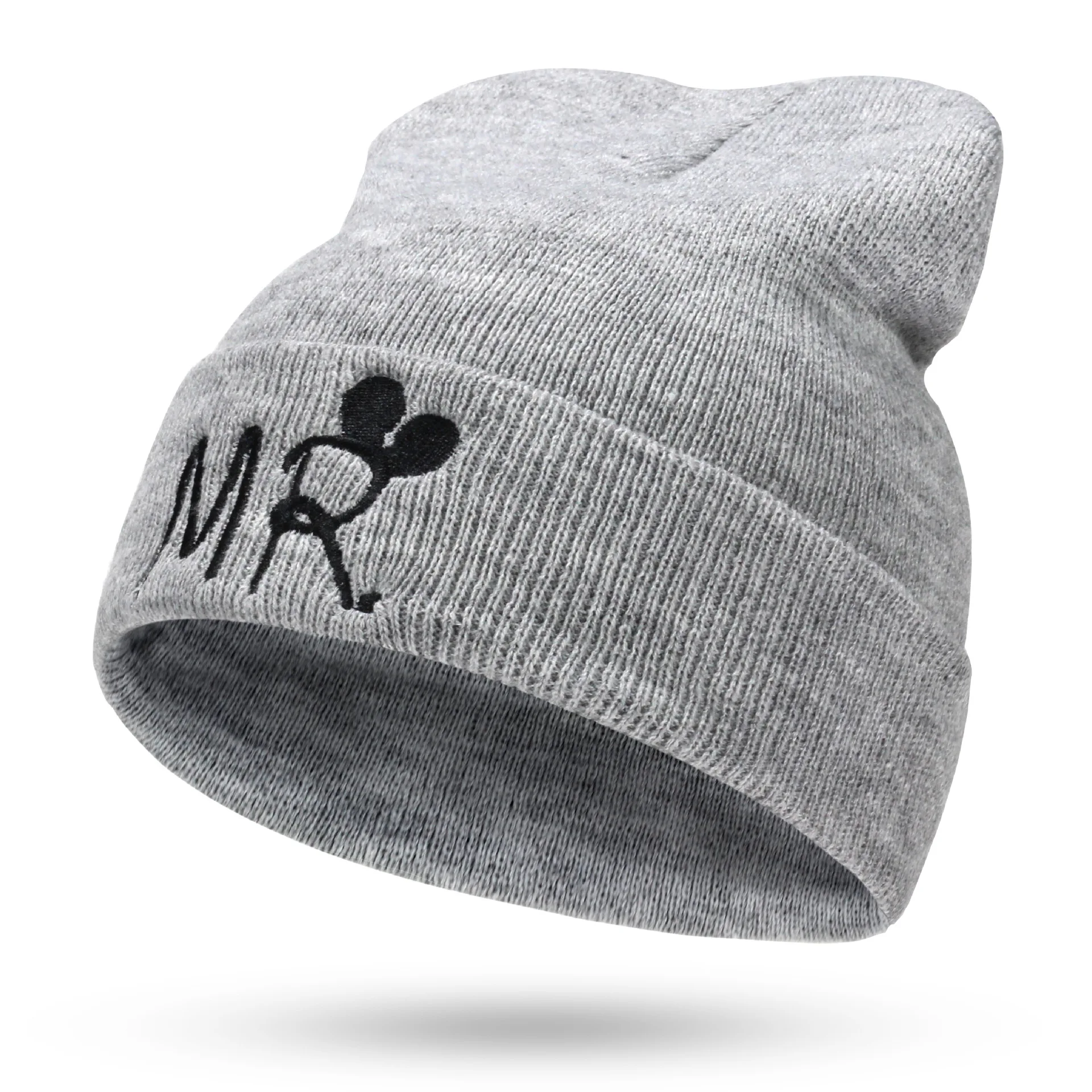 Новые зимние детские шапки с вышивкой вязаная шапочка надписью MR/MRS теплые Мягкие