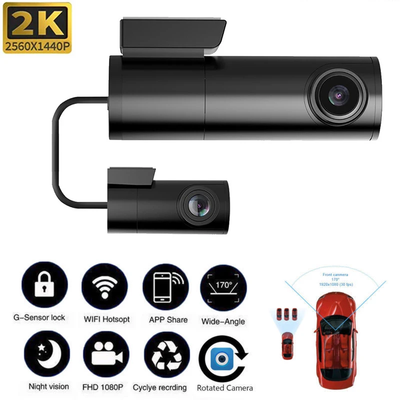 2K мини видеорегистратор Автомобильный IOS & Android подключение к приложению