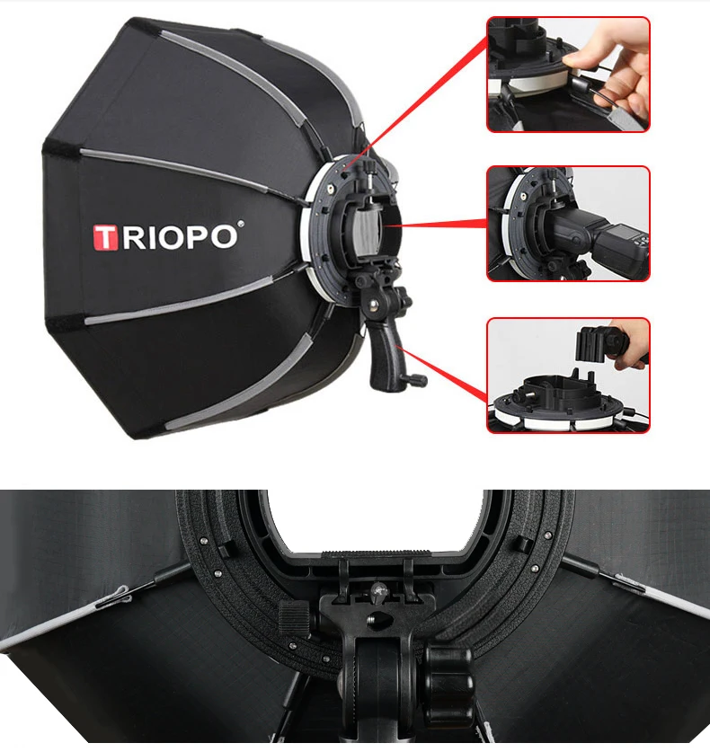 Triopo 55 см 65 x 90 фото Portabe Bowens Mount восьмиугольник зонт для студийной съемки + сеткой в