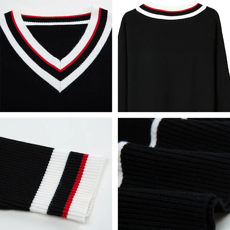 

Stripe V-Neck Batwing Sleeve Short Sweaters For Women Korean Style Knitwear Tops Casual Fashion Spring Knitted Pullovers Female