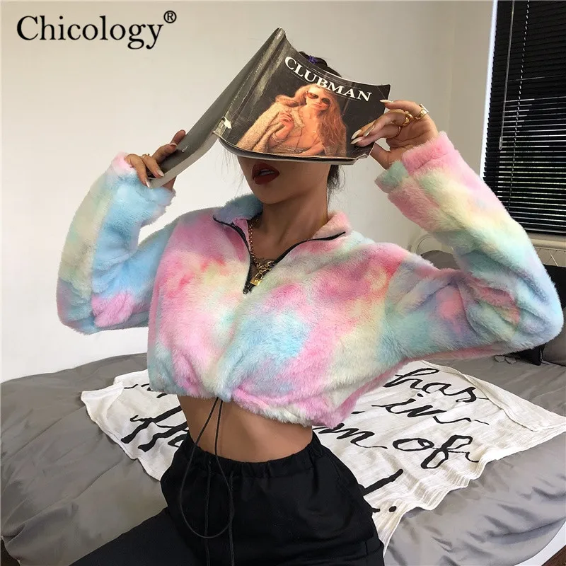 Женский укороченный топ на молнии с длинным рукавом | Женская одежда