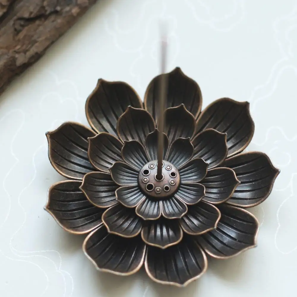 

Hot Sales!! 6 Hole Lotus Bronze Censer Plate Cone Incense Burners Holder Seat Home Decor