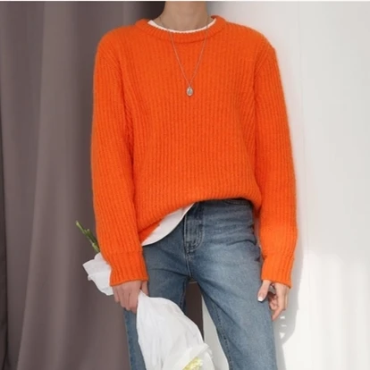 Colorfaith New 2019 Autumn Winter Women's Sweaters Knitting O-Neck Fashionable Minimalist Tops Korean Style Loose Ladies SW5089 | Женская