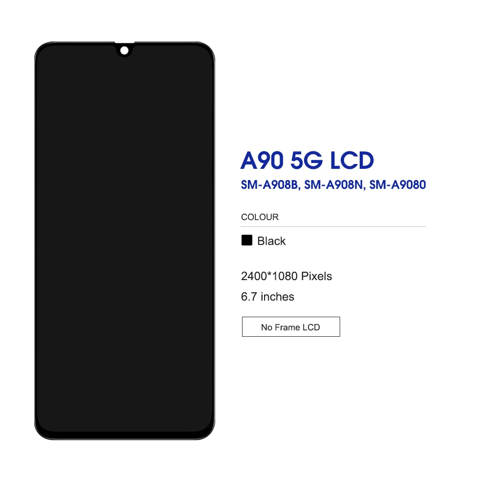 Cena Oryginał Do Samsung Galaxy A90 5G Wyświetlacz LCD Do SM-A908B, A908N, A9080 LCD Z Ekranem Dotykowym Digitizer Montaż, Z Odciskiem Palca