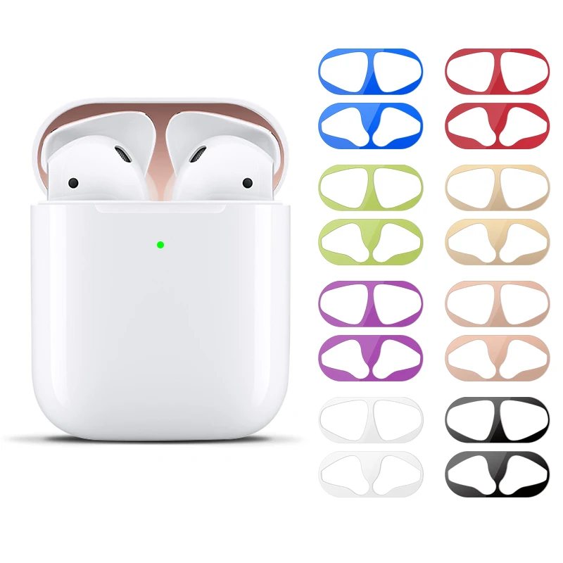 Металлический чехол для Apple AirPods 2 1 Защитная Наклейка на наушники пленка