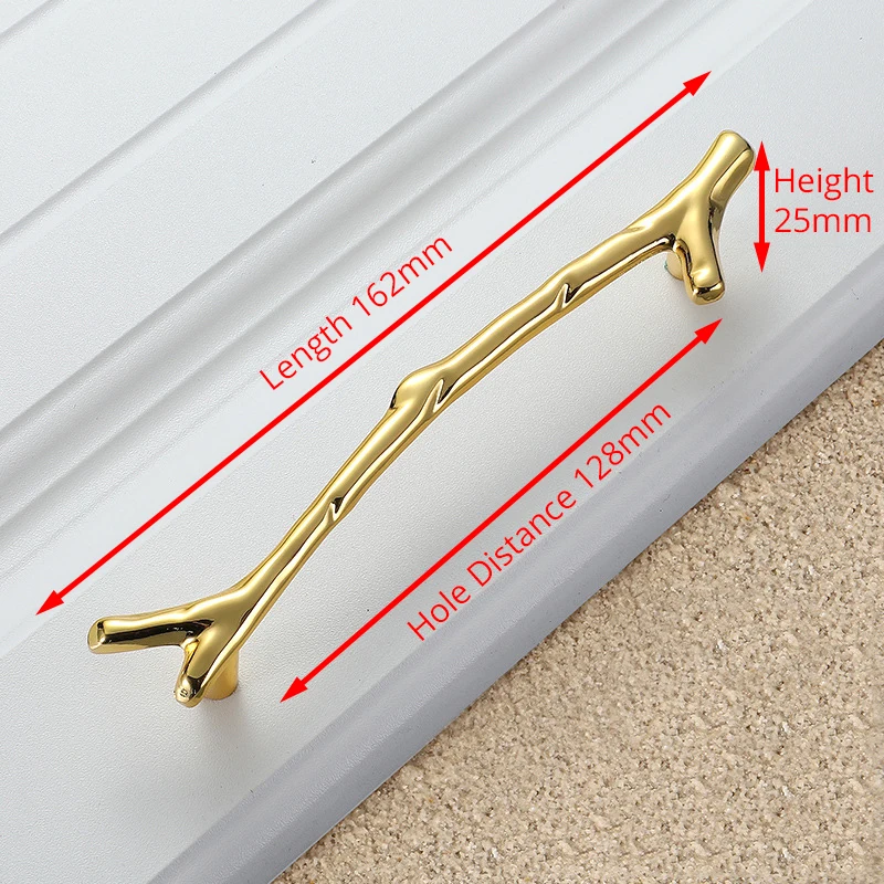 Gold 128mm KAK модная деревянная Мебельная ручка 96 мм 128 мм черная Серебристая бронзовая ручка для кухонного шкафа ручки для выдвижных ящиков дверные ручки Фурнитура - Цвет: Gold 128mm