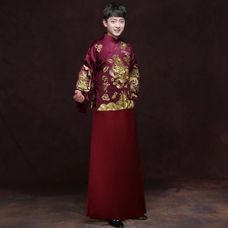 Vestido De Novio Hombre Smoking Masculino платье с драконом Фениксом свадебное для жениха тост