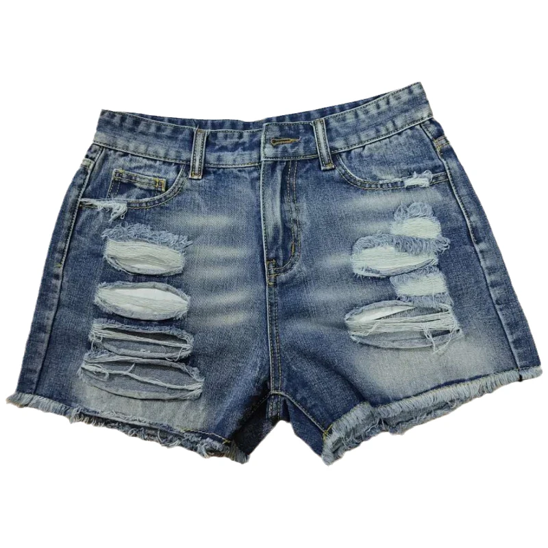 

2021 Summer Slim Casual Woman Denim Short Hot Pants High Waist Ladies Ripped Hole Short Mini Jeans Plus Size Female Denim Shorts