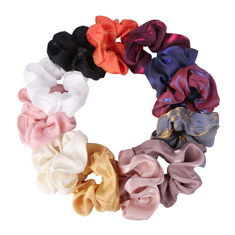 

Shiny Reflective Solid Scrunchies Elastic Simple Hair Bands for Women or Girls Hair Accessories Hair Tie Ponytail Holder