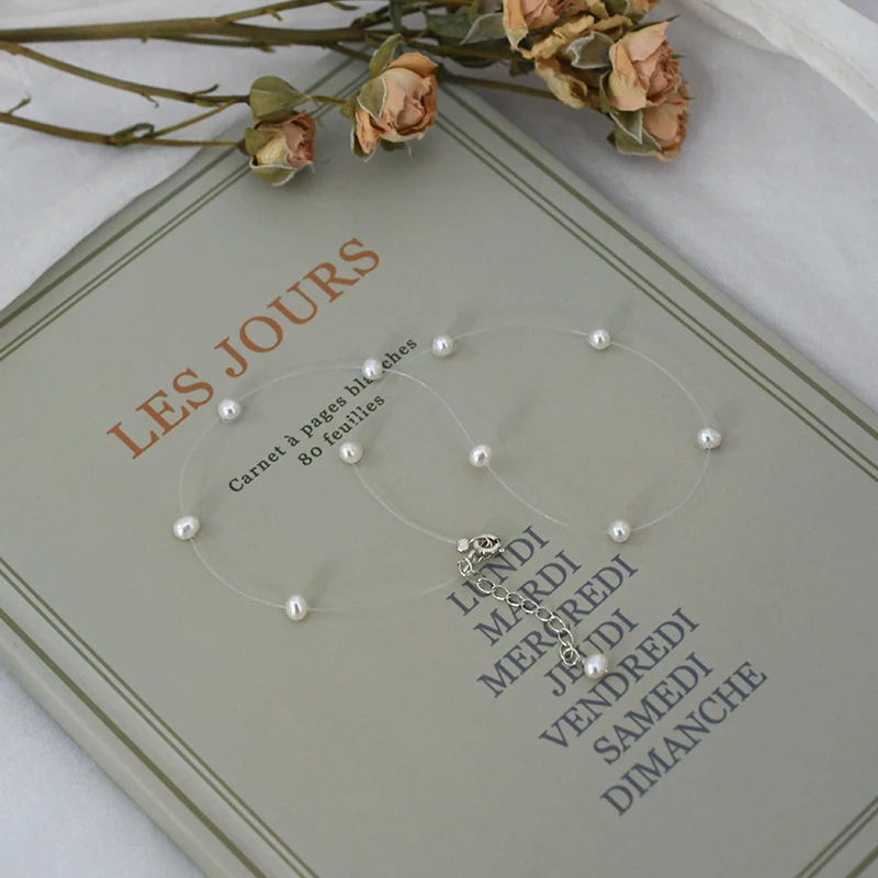 Женское ожерелье из серебра 925 пробы с натуральным пресноводным жемчугом