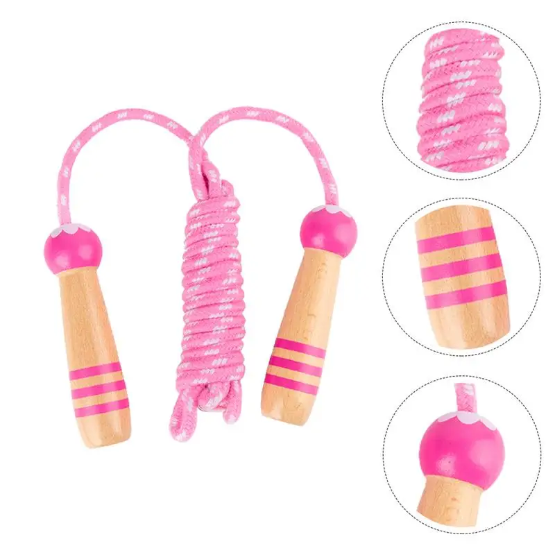 

Adjustable Length Wood Handle Jumping Ropes Kids Sports Fitness Skipping Ropes
