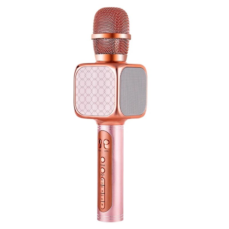 Rose Gold SU-YOSD портативный беспроводной караоке микрофон ручной мобильный телефон караоке плеер USB/TF/Bluetooth караоке машина, подходит для - Цвет: Rose Gold