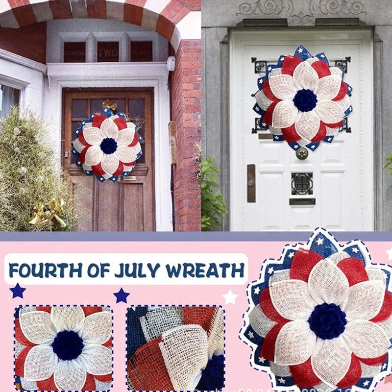 

Artificial Floral Twig Wreath American Flag Floral Wreath Patriotic Decorations Wreath Independence Day Decoration
