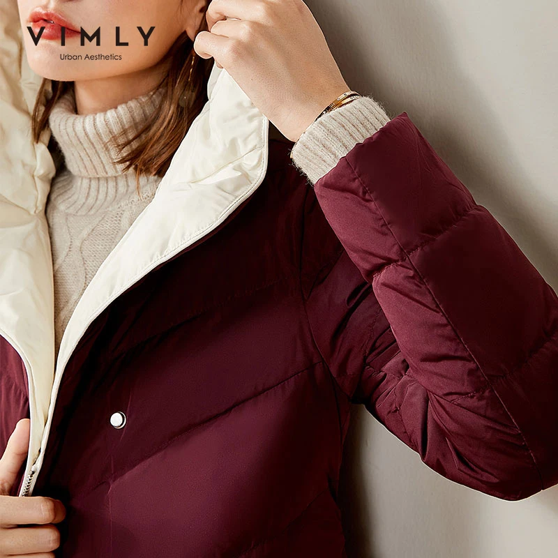 Зимняя длинная куртка на 90% белом утином пуху Vimly 2020 женская модная утепленная