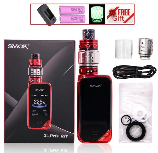 SMOK X-PRIV набор электронных сигарет 225 Вт X PRIV Box Mod с TFV12 Prince Tank 8 мл испаритель VAPE SMOK XPRIV Kit - Цвет: Prism Red with Gift