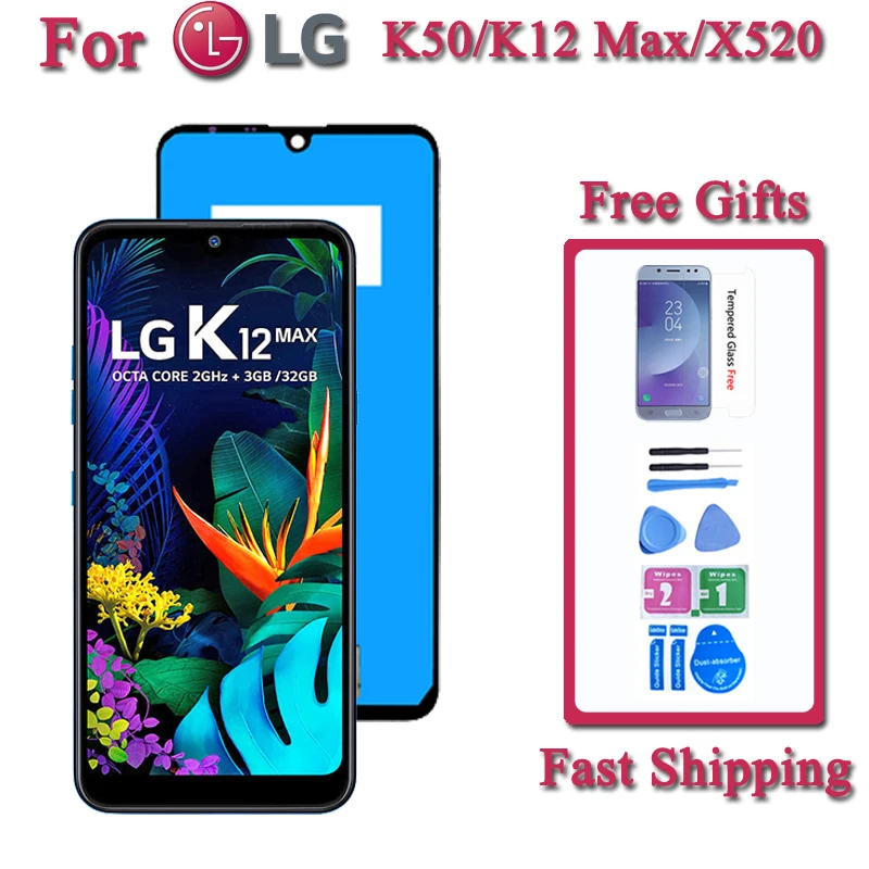 Оригинальный экран 6,26 дюйма для LG K50, сборка дисплея с сенсорной панелью и заменяемым цифровым блоком, запчасть для ремонта дисплея K12 Max X520.