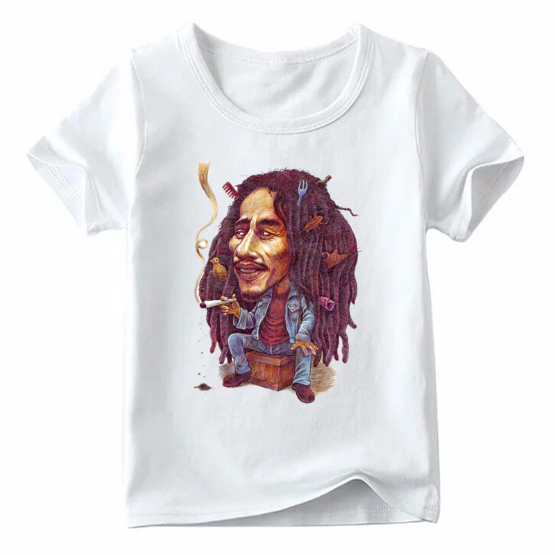 Детская забавная футболка с рисунком японской певицы Боба Марли Регги Растафари