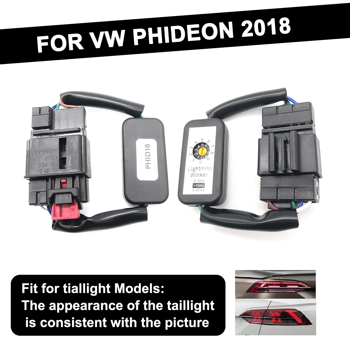 

2 шт. Динамический указатель поворота, черный светодиодный задний фонарь, дополнительный модуль, кабель, жгут проводов для VW PHIDEON 2018