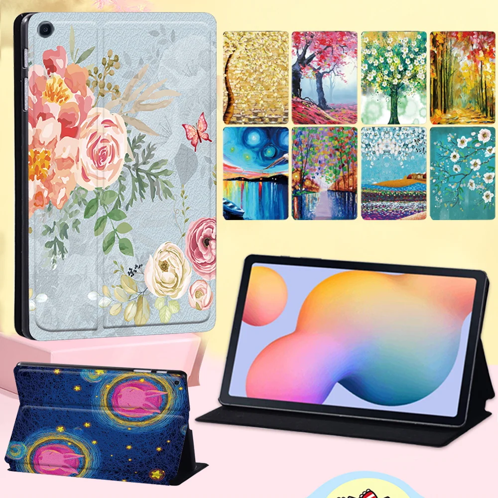 

Protective Cover for Samsung Galaxy Tab S6 Lite 10.4" 2020 SM-P610 SM-P615 Painting Pattern Shockproof Leather Stand Tablet Case