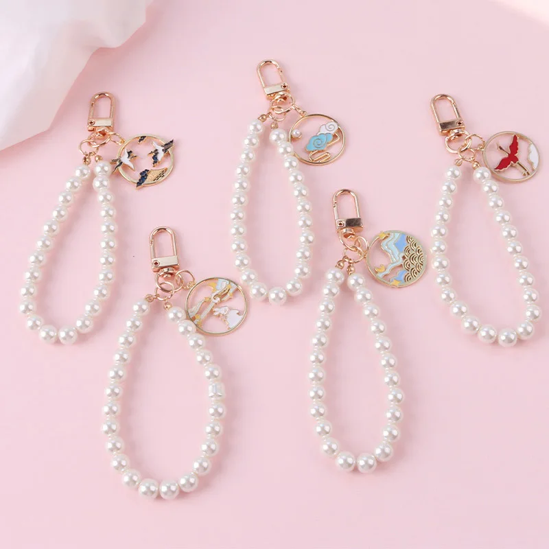 

Luxury pearl Keychain Airpods 2 Wireless bluetooth earphone cover key chain Accessories / Phone Car Keyring Bag Pendant
