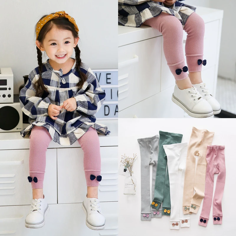 Леггинсы для девочек с бантиком милые Хлопковые Штаны карамельных цветов осени и