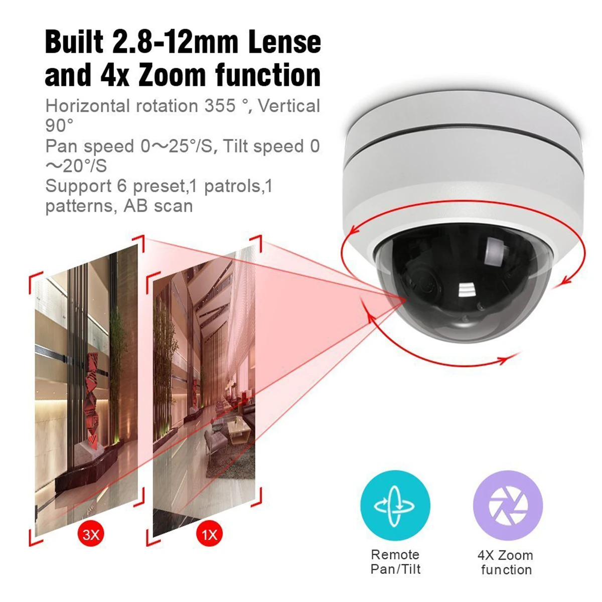 Сетевая IP камера LOXCAM H.265 5 Мп PTZ 48 в POE антивандальная 4 кратная Автоматическая