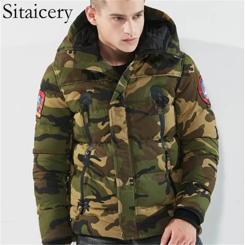 Military Camouflage Men's Winter Jacket Thick Warm Hooded Zipper Men's Coat Outwear Men's Fashion Overcoat M-4XL Drop Shipping