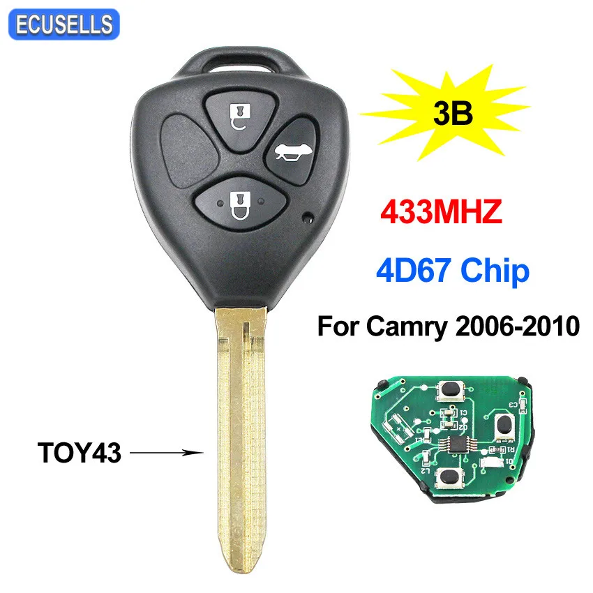 3 кнопочный дистанционный Автомобильный ключ 433 МГц 4D67 чип для Toyota Camry 2006 2007 2008 2009