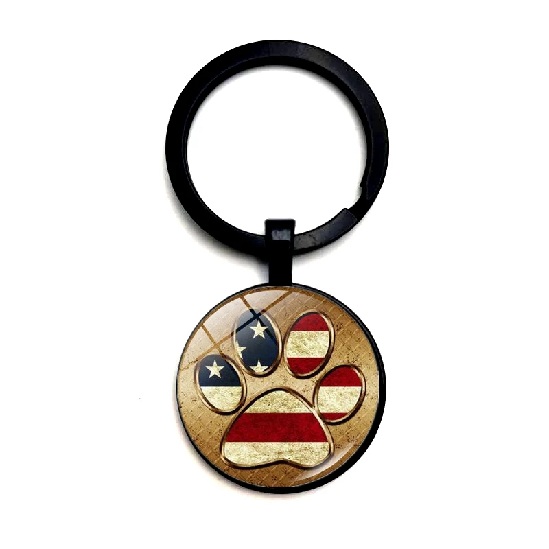 2020 Fashion Creative American Flag Footprint Time Glass Pendant Keychain Men and Women Jewelry | Украшения и аксессуары
