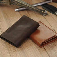 men fashion pig sole leather magnetic buckle trifold short card holder wallet
