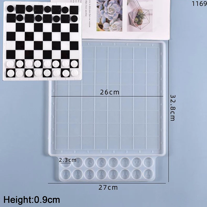 

Hot Sale 1pc Silicon Mold Handmade Checkerboard Game Silicon Mold DIY Resin International Checkers Toy Mould Craft