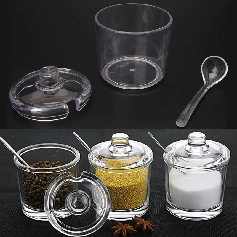 

Acrylic Seasoning Can Spice Jar For Salt Sugar Pepper Powder Kitchen Supplies