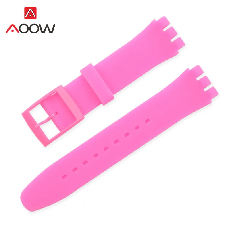 Красочные Силиконовый ремешок для наручных часов часы swatch 12 мм 16 мм 17 мм/19 мм/20 мм/резина, сменный ремешок для наручных часов, ремешок, автомобильные аксессуары, розовый цвет черный
