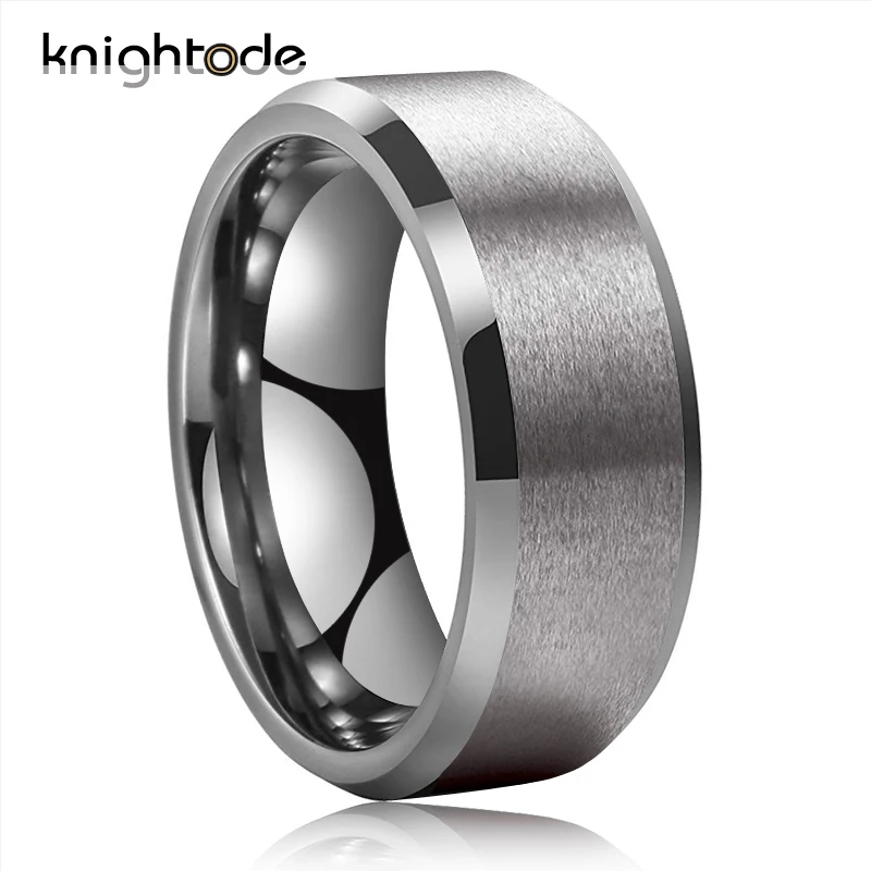 8mm Width Серебряные обручальные кольца из карбида вольфрама для мужчин и женщин, парные кольца со скошенными краями, матовое покрытие, 8 мм, 6 мм кольцо - Цвет основного камня: 8mm Width