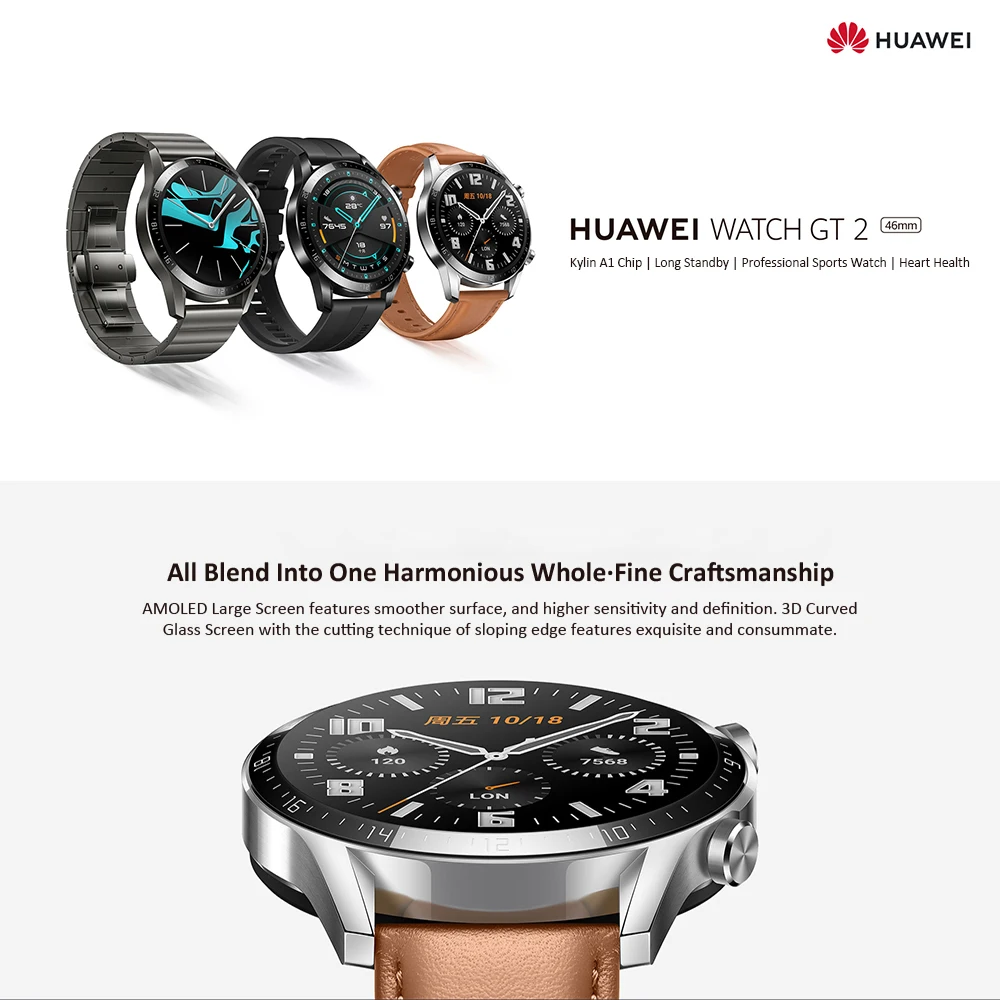 HUAWEI WATCH GT 2 спортивные умные часы 14 дней в режиме ожидания сна монитор сердечного ритма gps фитнес трекер активности Смарт-часы для мужчин и женщин