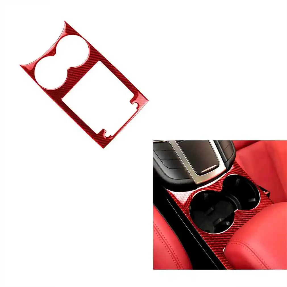 

Red Carbon Fiber Center Console Cup Holder Panel Sticker For Porsche Macan 14-21