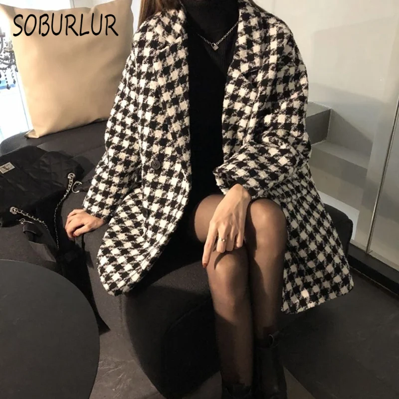 Женский блейзер SOBURLUR на осень и зиму, Повседневная Свободная верхняя одежда, плотные теплые плюшевые пальто, парки, куртка, женские топы, уличная одежда, шикарные