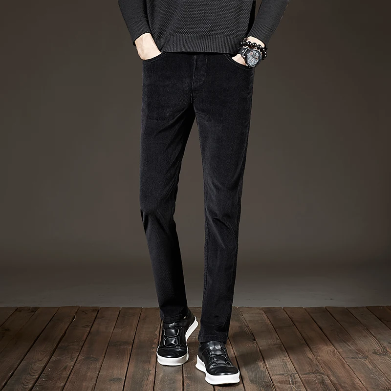 

2020 new Men's autumn and winter corduroy casual trousers Fashion high-quality stretch-fit men's pants Black coffee blue