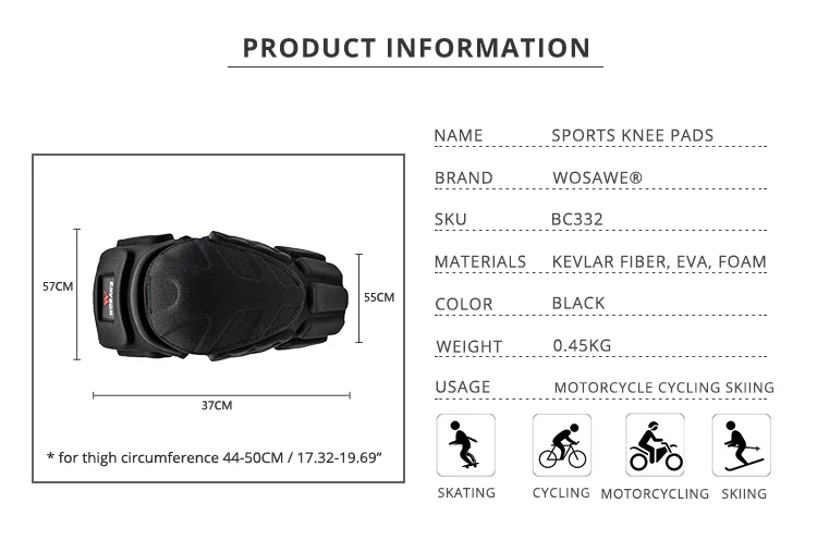 WOSAWE Регулируемый наколенник для мотоцикла мотокросса езды на велосипеде катания