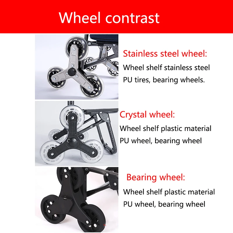 Тележка на колесиках Женская корзина складная для покупок пожилых Лестницы