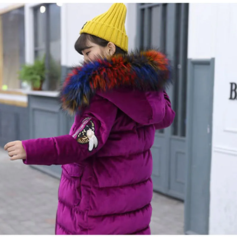 Зимняя куртка детское пуховое хлопковое пальто с капюшоном одежда для девочек