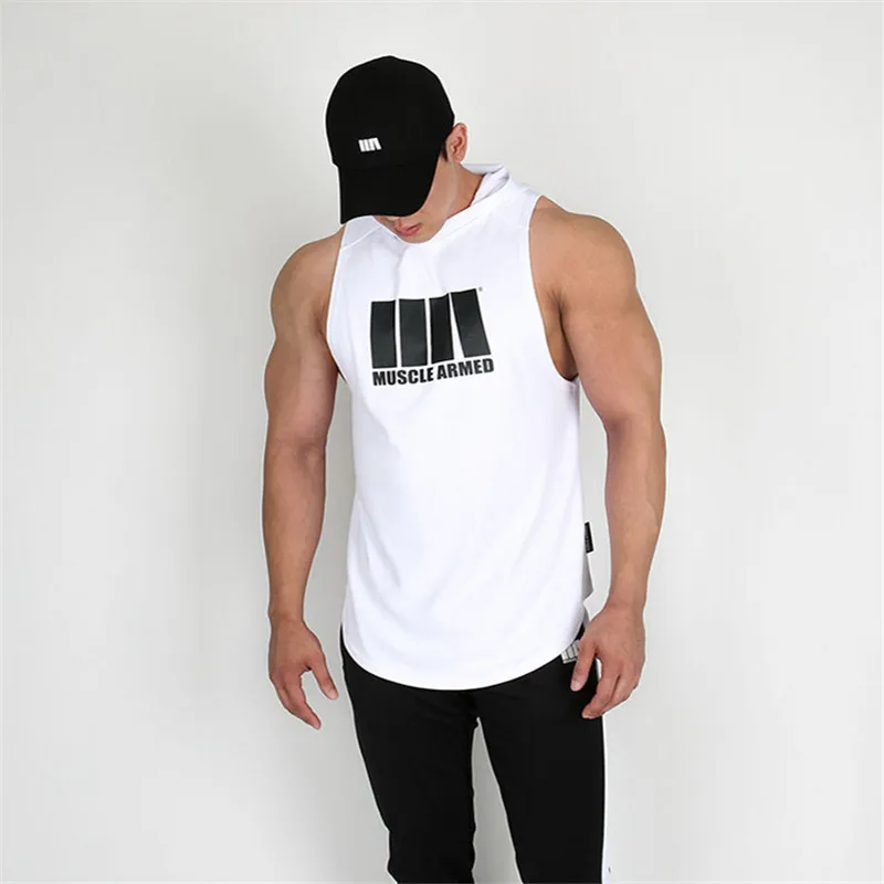 2019 Бодибилдинг без рукавов толстовка тренировочная майка Фитнес Топ для мужчин s