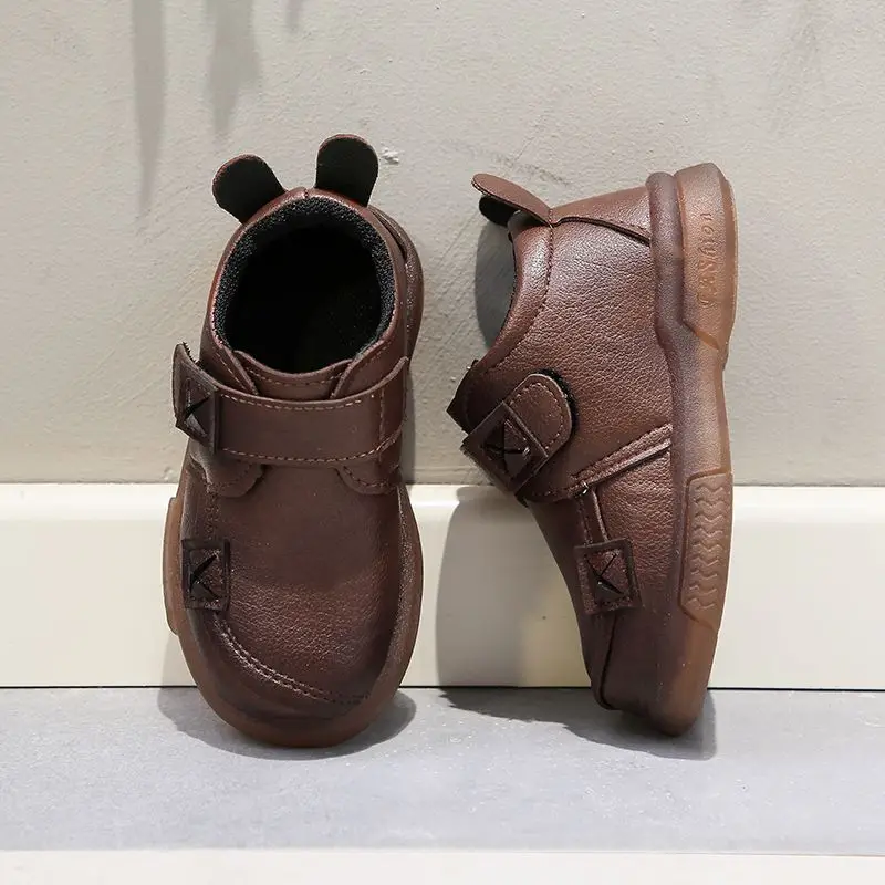 

Autumn Winter Baby Boys shoes Casual Girls PU Shoes Anti-Slip Solid Print Leather Shoes Children Sneakers Soft Soled Kids Shoes