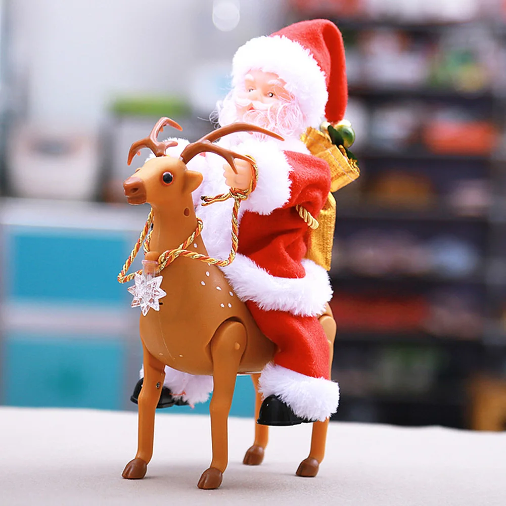 

Creative Santa Claus Riding Elk Funny Electric Toy with Playing Music Children Perfect Christmas Doll Gift Kid Xmas Home Decor